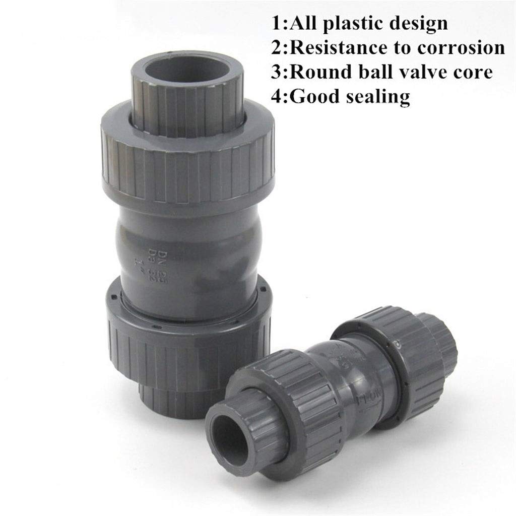 Válvula de retención: válvula unidireccional de PVC de diámetro interior de 20/25/32/40/50/63 mm, accesorio de tubería de Upvc for pecera de acuario de riego de jardín, 1 pieza (tamaño: diámetro inter