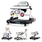 Baby Walker with Wheels Music and Lights with 9 Adjustable Heights Anti-Fall Baby Walker and Bouncer Combo for Boys Girls Babies 6-18 Months