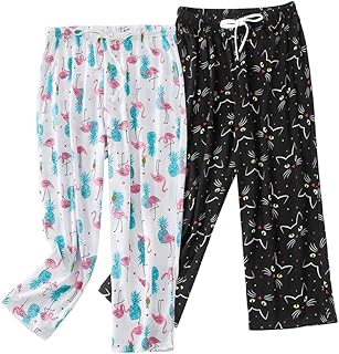Women's Capri Pajama Pants Lounge Causal Bottoms Print Sleep Pants