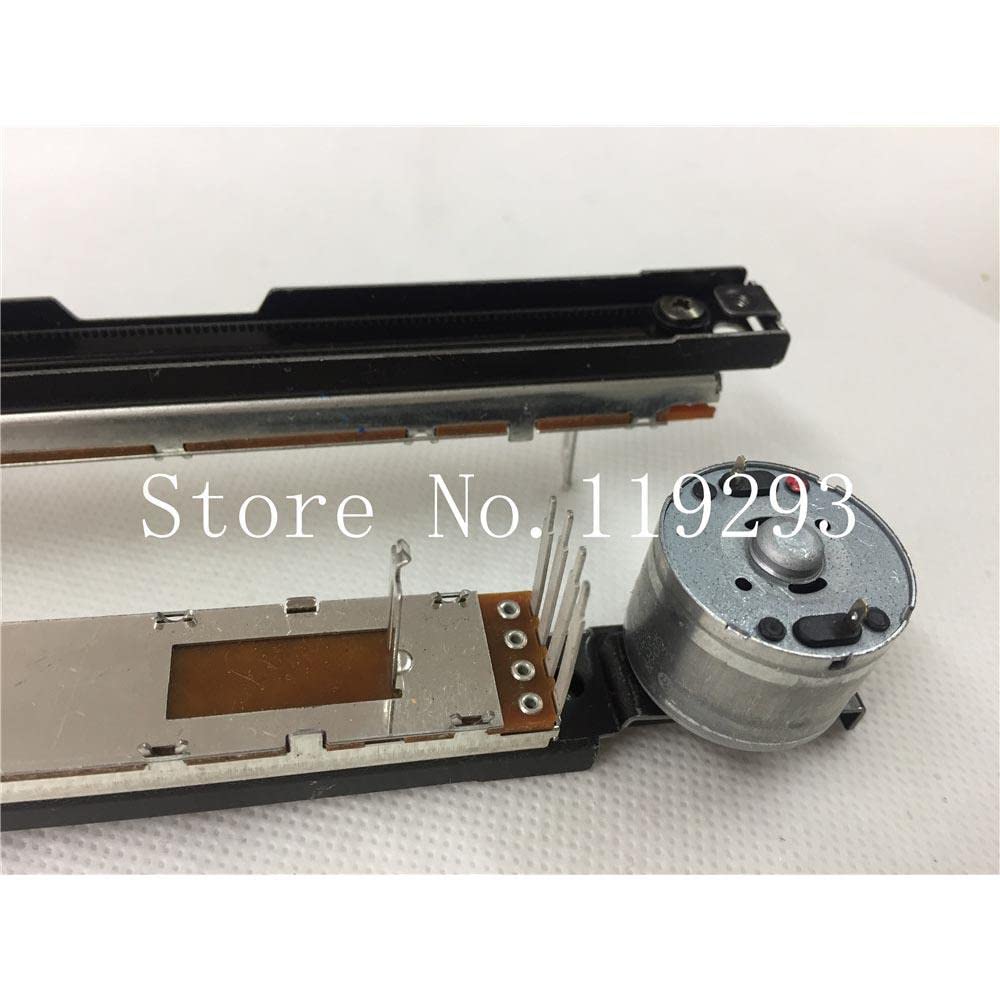 Close-up of the motor end of the Alan Mixer GLD80 fader, showing the motor housing and gear.