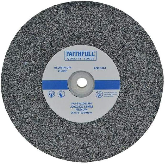 Faithfull FAIGW20025M Bench Grinding Wheel Alox 200mm x 25mm Medium