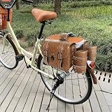 TentHome Torby motocyklowe do pakowania ze skóry PU, torba na bagażnik rowerowy, tylne sakwy rowerowe, kieszenie boczne, podwójna torba z uchwytem na butelkę i zamkiem, khaki