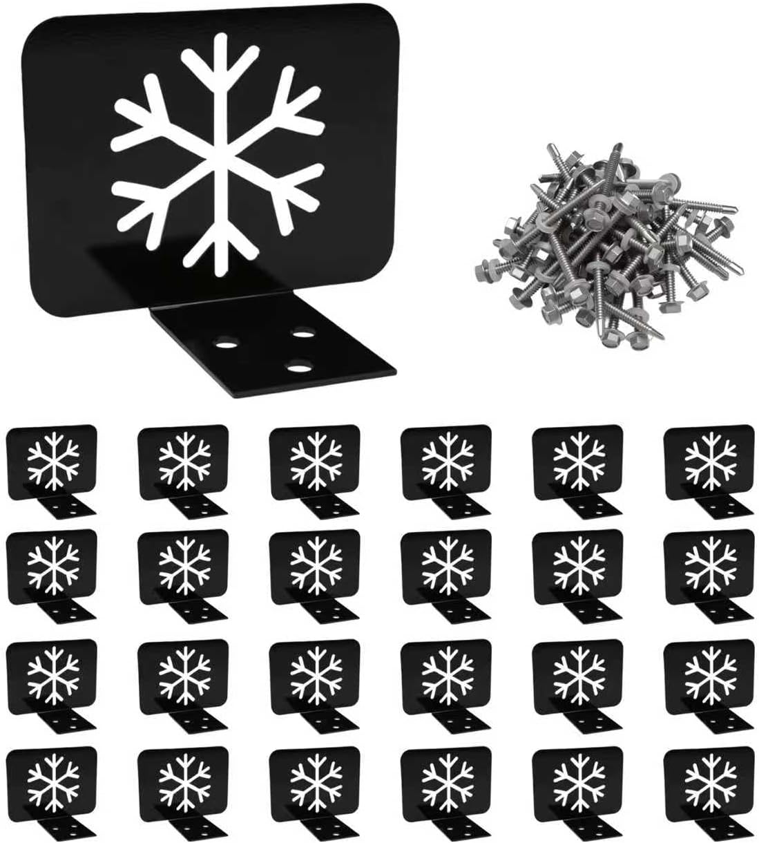 25 PCS Snow Guards for Metal Roofs, Black Metal Roof Guards with Screws, Prevent Sliding Ice Snow Stop Buildup