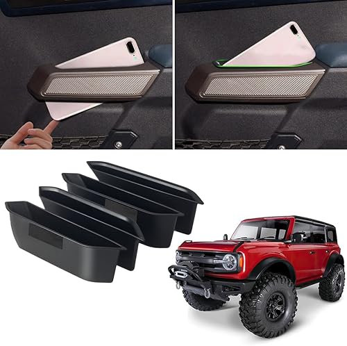 WDG Caja de almacenamiento para manija de puerta para Ford Bronco 2021 2022 2023 2024 2025 Accesorios interiores de automóvil, ABS puerta delantera