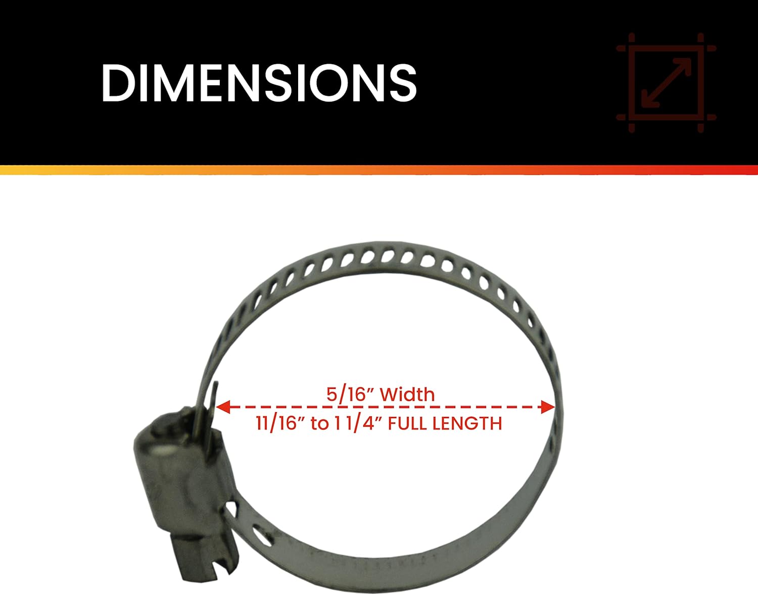 Pro Tie 33884 SAE Size 12 Range 11/16" To 1-1/4" Mini All Stainless Hose Clamp, 50 Pack,