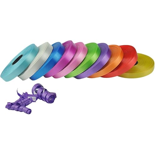 10 Pack Crimped Curling Ribbon Colorful Assorted for Gift Package Wrapping,Bows, Crafting, Wedding,Party (3/8 Inch Multicolor)