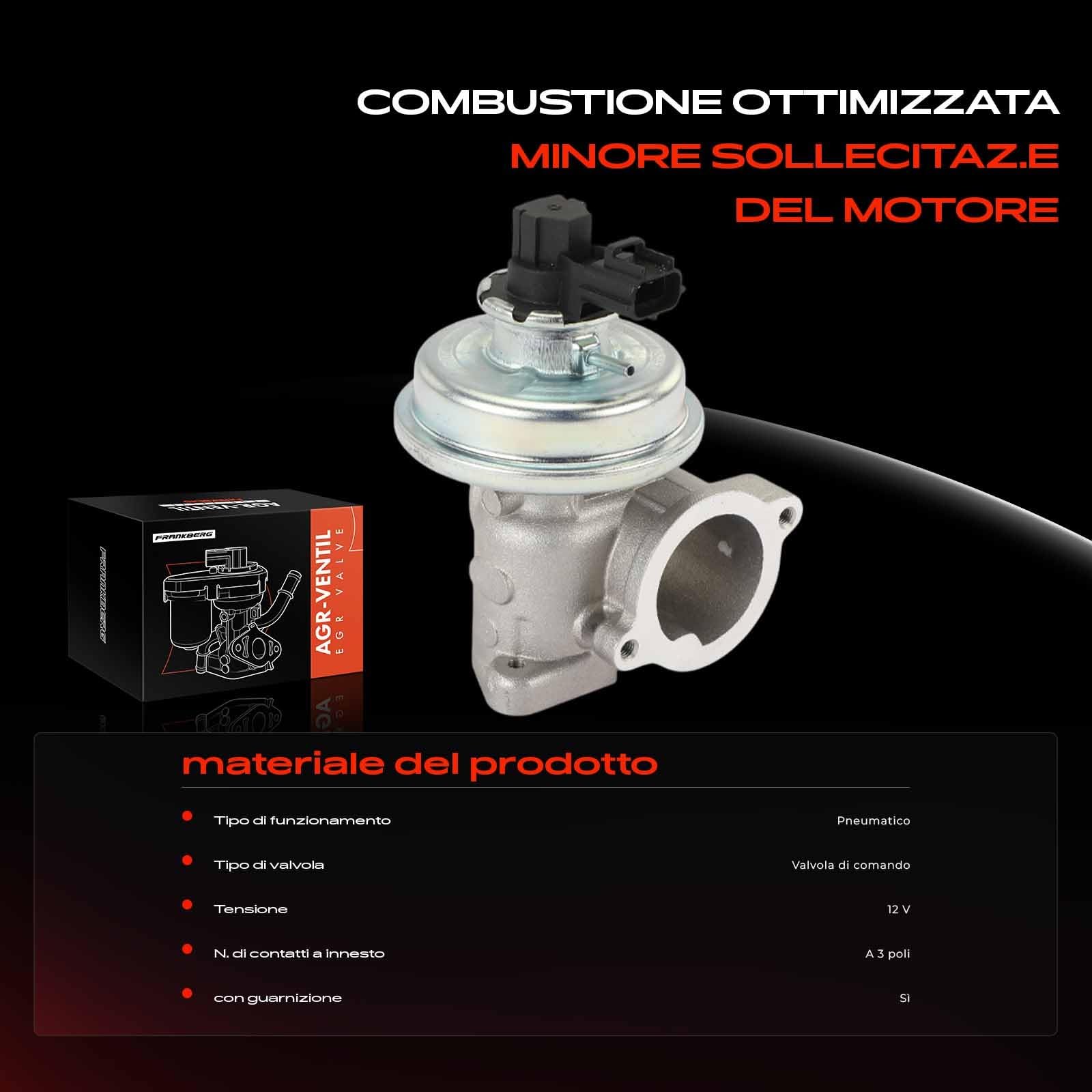 Frankberg Ricircolo dei gas di scarico della valvola EGR 2S7Q9D475AD | Compatibile con: Mondeo III Berlina B4Y, Mondeo III B5Y, Transit Box FA, Pianale/telaio Transit FM FN
