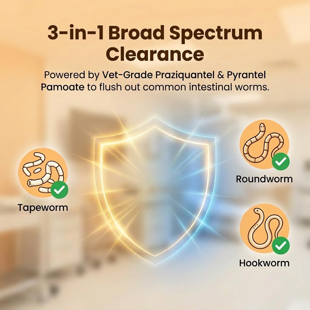 Dewormer for Cat and Kittens, Broad Spectrum Praziquantel & Pyrantel Pamoate Tablet, Removal of Tapeworms, Hookworms & Roundworms, Effective and Fast (50 Tablets)