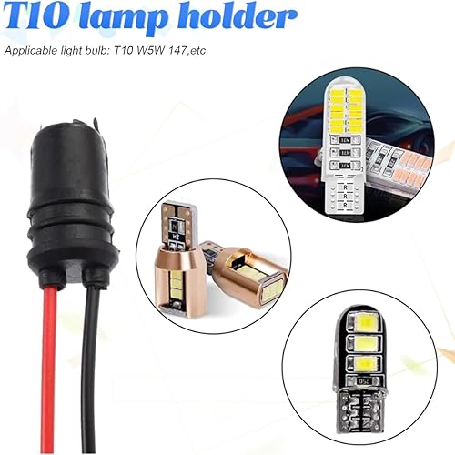 Miniatura 3 de BESULEN 10 bombillas LED T10 para automóvil, conector precableado, adaptador de enchufe para luces LED, luces empotradas, compatible con bombillas