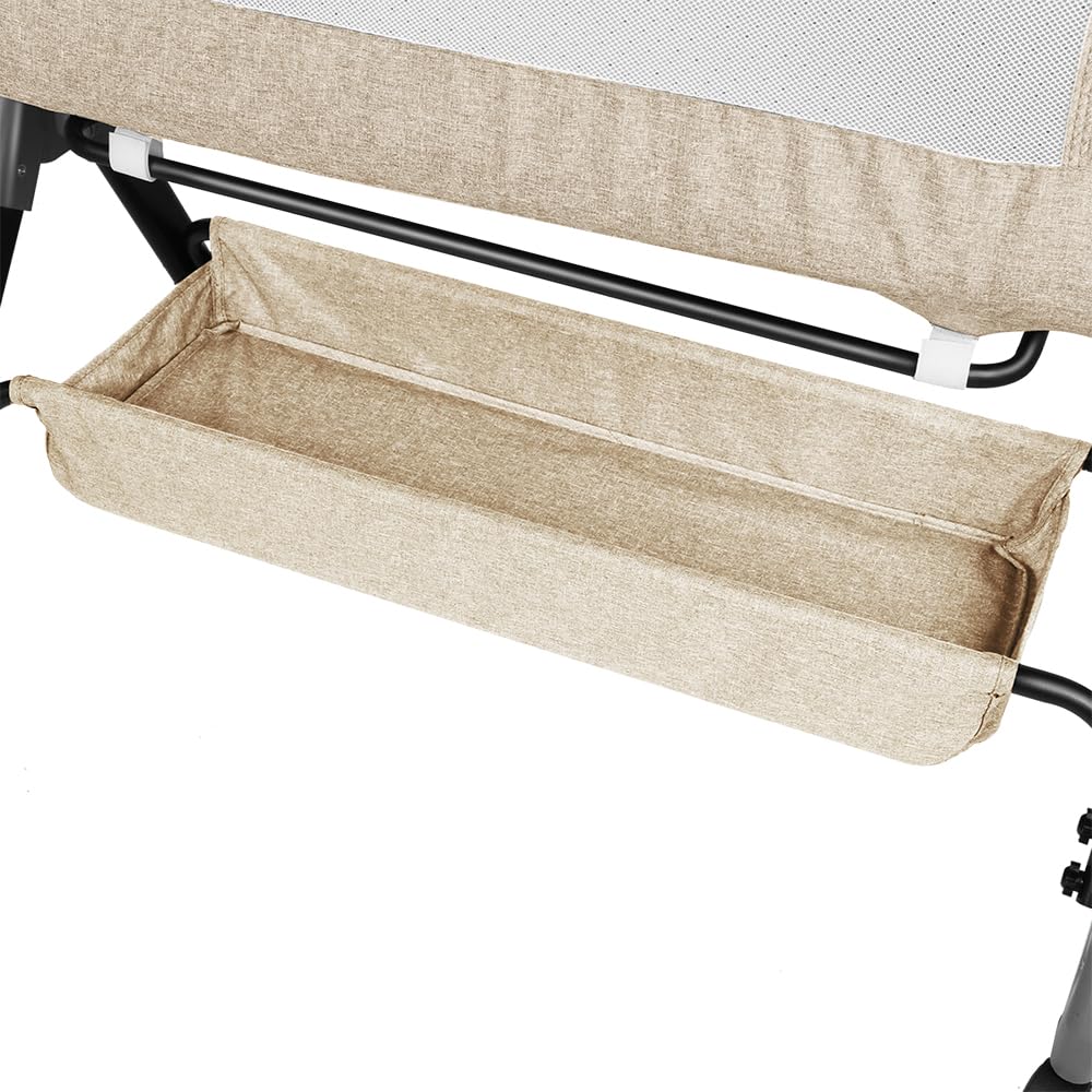 HUOLE Cuna para Recién Nacido, Sostenible, Compatible con Diferentes Camas, Altura Ajustable（4 Alturas）, Inclinable, Buena Circulación de Aire, Colchón Incluidos-104 * 52 * 100-110cm-blanquecino