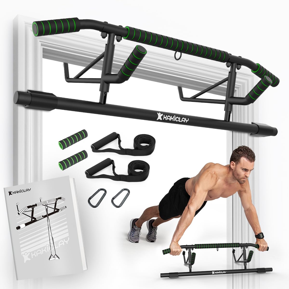 new upgrade pull up bar for doorway - foldable design & space-saving, upto 440 lbs capacity, no screwing or slipping - usa original patent, designed, shipped, warranty