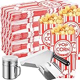 Essenya 202 PCS Popcorn Bags with Popcorn Scoop and Salt Shaker,1 oz Small Pop Corn Bags Popcorn Bags Individual Servings for Popcorn Machine Supplies Party Movie Night Theater