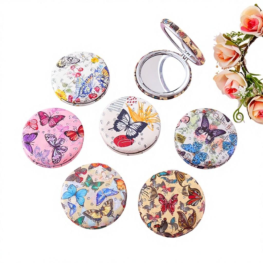 BHARATGAURAV Mini Butterfly Compact Makeup Mirror, Double-Sided Foldable Rhinestone Pocket Mirror for Women, Portable Cosmetic Beauty Mirror for Purse & Travel (1 Pc)-image-43