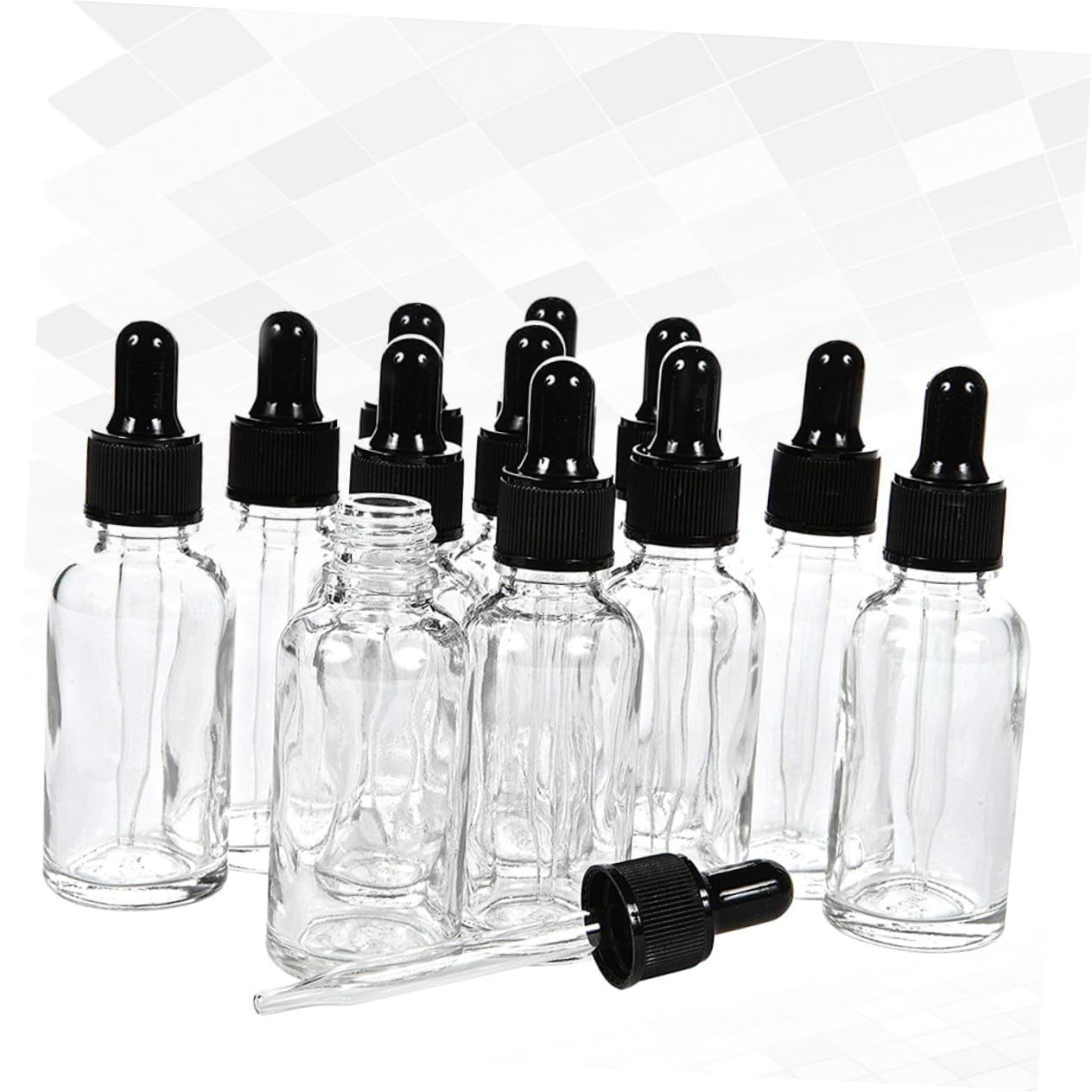 BESTYASH 12 Stück Glas Tropfflaschen 30 Ml Nachfüllbare Ätherische Ölflaschen Transparent mit Silikonpipette Stabil für Aromatherapie und Reisen