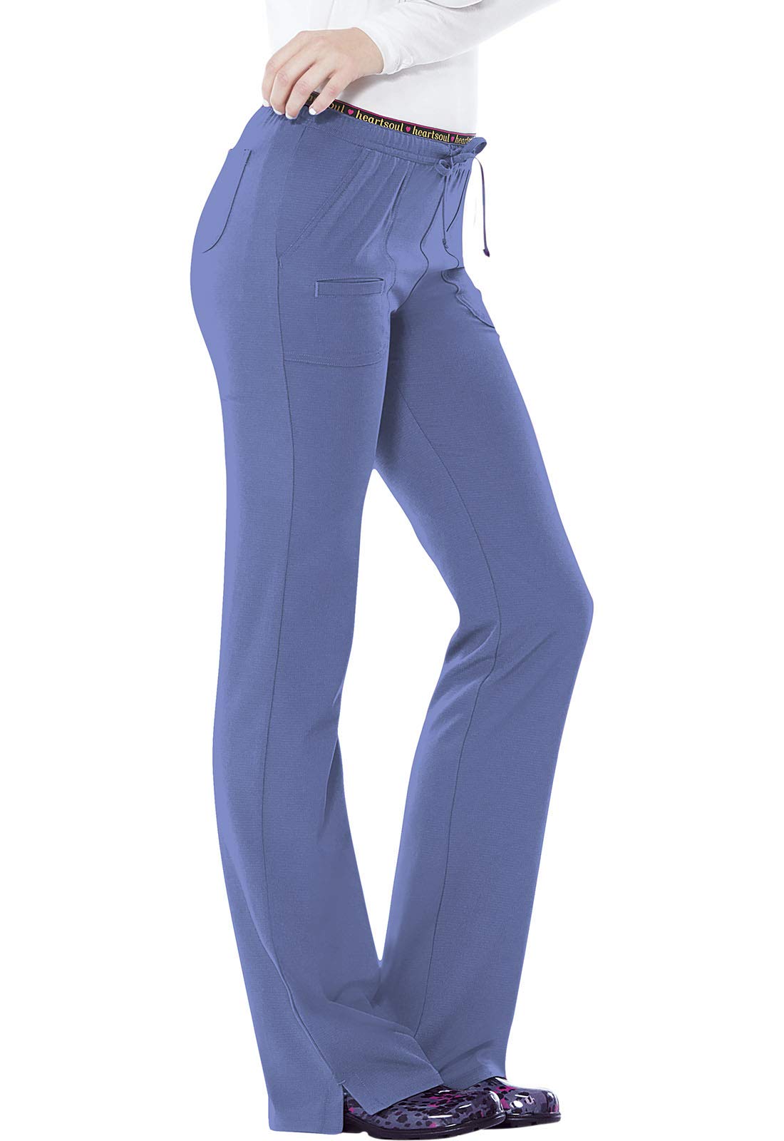 HeartSoul Scrubs Women's Break On Through Heart Breaker Low Rise Drawstring Pant,Ciel,X-Small
