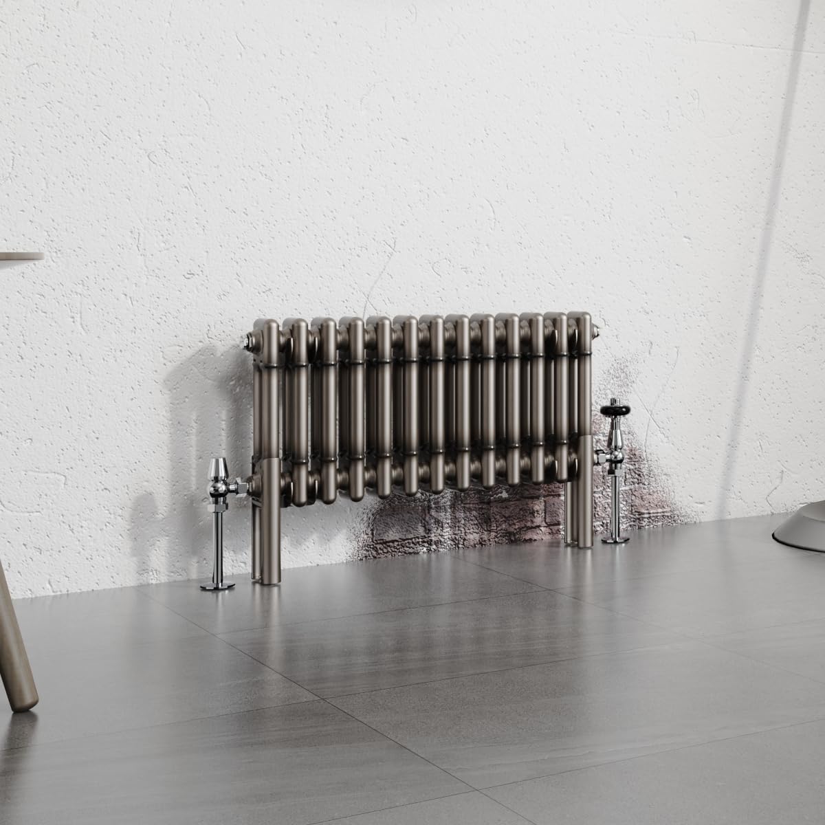 Warmehaus 300x605mm Raw Metal Horizontal Column Radiator Double Traditional Cast Iron Style Bathroom Radiator