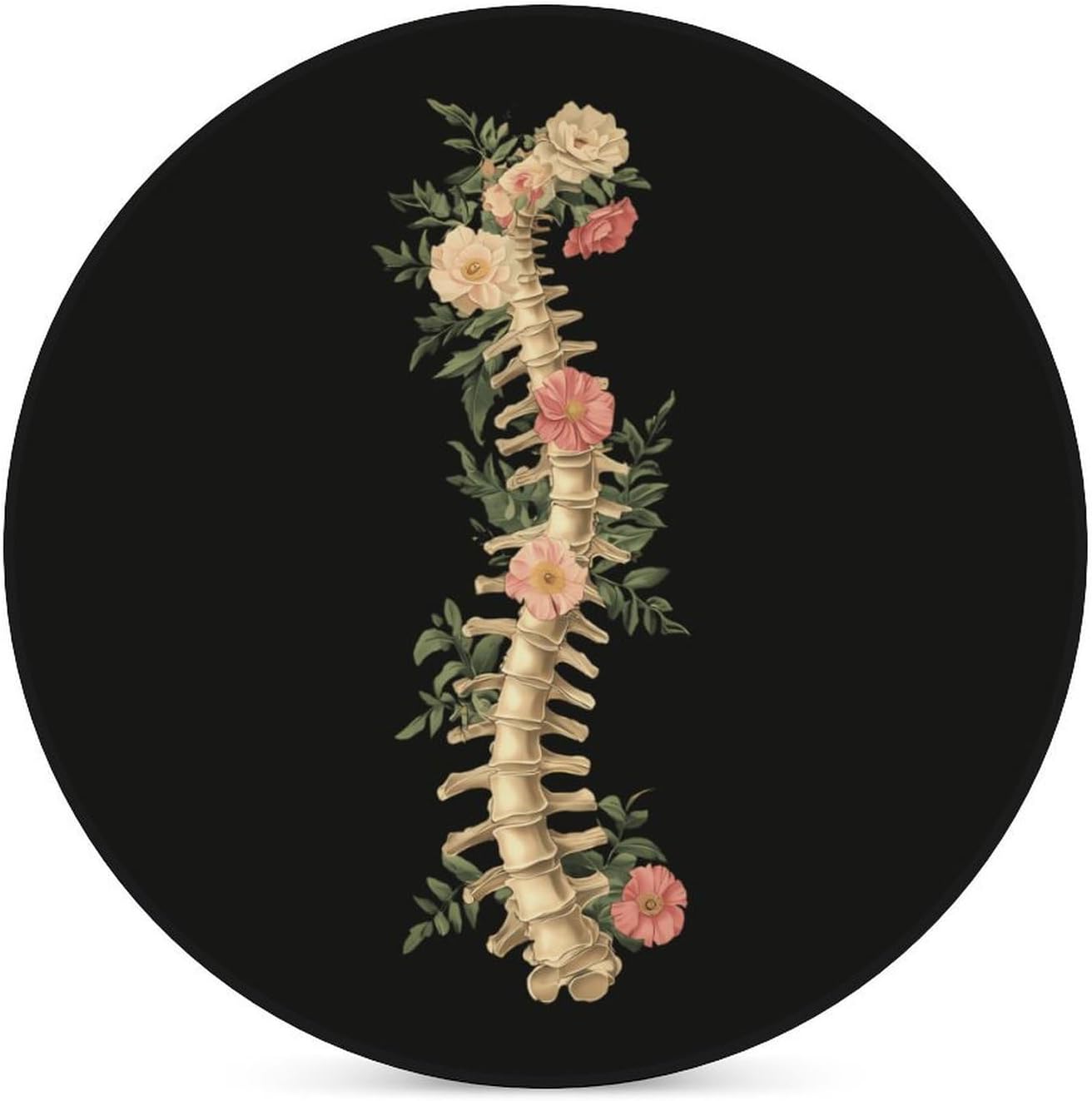 Spine Anatomy Funny Round Ceramic Coasters for Drink Absorbent Cup Holders Tabletop Protection