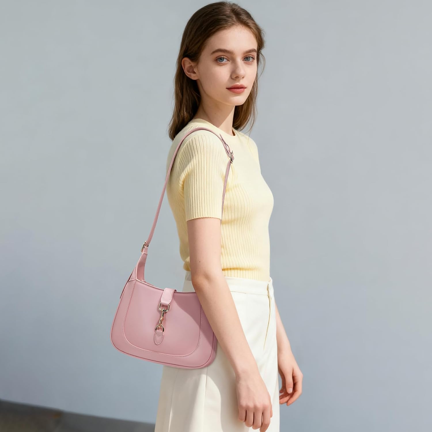 Keyli Vegan Leather Shoulder Bag for Women Small Shoulder Purses Top Handle Handbags with Adjustable Strap - Image 3