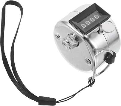 Manual Handheld Metal Clicker Counter with Lanyard Display Mechanical Tally Click Counter for Sports Visitor Counting Classroom Event Knitting and Lap Tracking