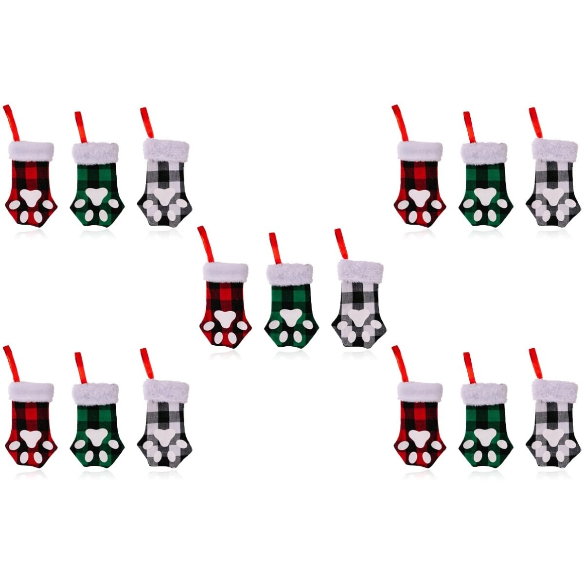 PRETYZOOM 5 Set Calza di Natale Artiglio di Gatto Giocattoli Gatto Natale Decorazione Albero Natale Decorazione Natale Albero Sacchetto Calza di Natale Decorazione Natalizia 3 Pezzi*5