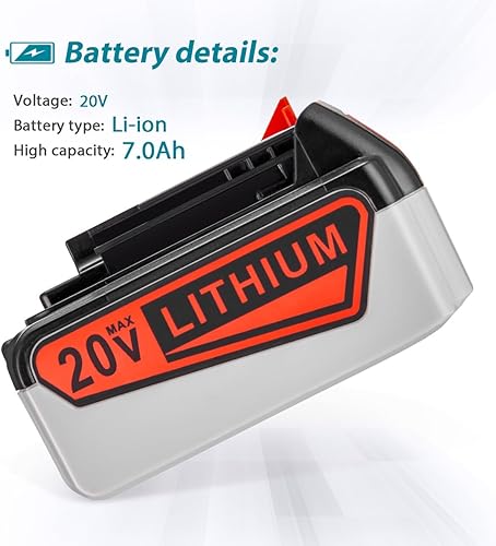 Miniatura 4 de Batería y cargador de repuesto de 7.0Ah 20V para Black and Decker 20v Max 7.0Ah, LBXR20 LB20 LBX20 LBX4020 serie de herramientas eléctricas