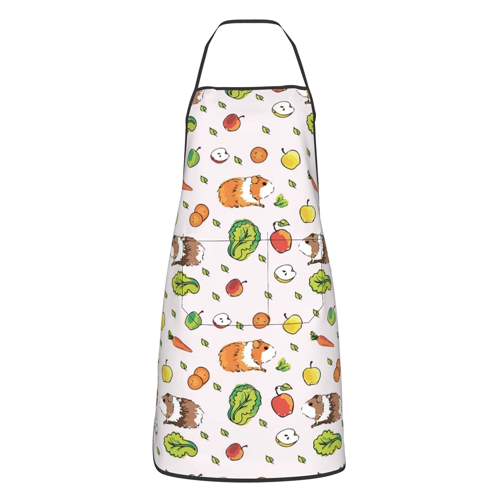 Msincudj Unisex As Picture Kitchen Aprons,Cute Guinea Pig And Carrots Cooking Apron With Pockets,Waterproof Chef Apron Adjustable Bib For