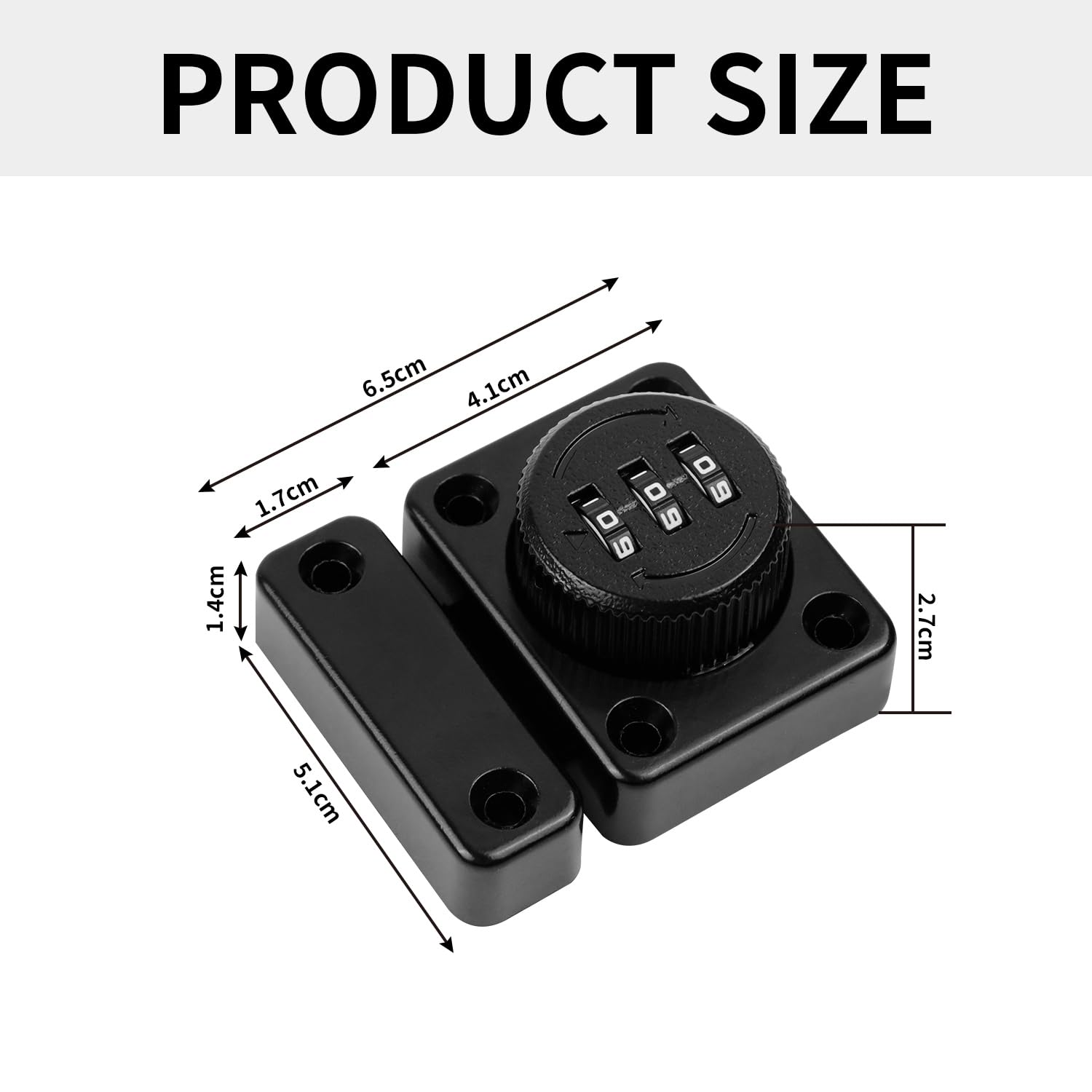 3 Digit Combination Door Latch Latch Locks with Small Combination Door Latch for Interior Sliding Doors Cabinet Black - Image 2