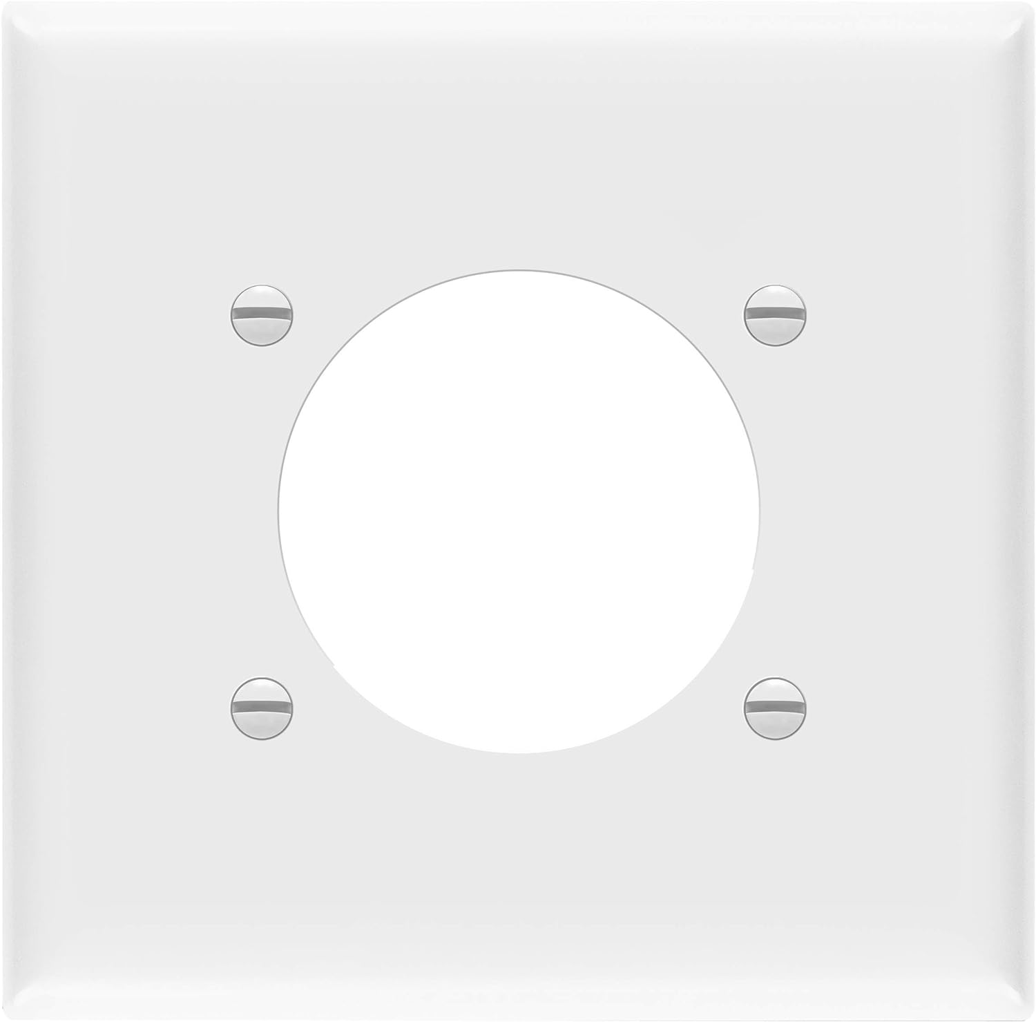 ENERLITES Receptacle Cover, Double Single Wall Plate, 2.125" Diameter Hole, Size 2-Gang 4.50" x 4.57", Polycarbonate Thermoplastic, 8972-W, White
