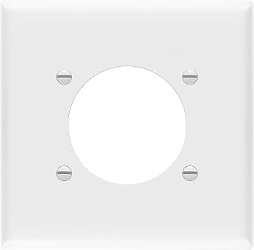 ENERLITES Receptacle Cover, Double Single Wall Plate, 2.125" Diameter Hole, Size 2-Gang 4.50" x 4.57", Polycarbonate Thermoplastic, 8972-W, White