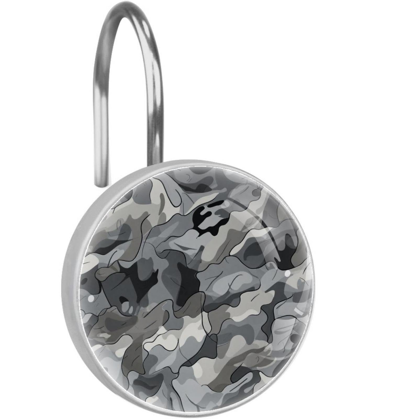 Anillos de cortina de ducha antioxidantes con cristal decorativo de camuflaje clásico