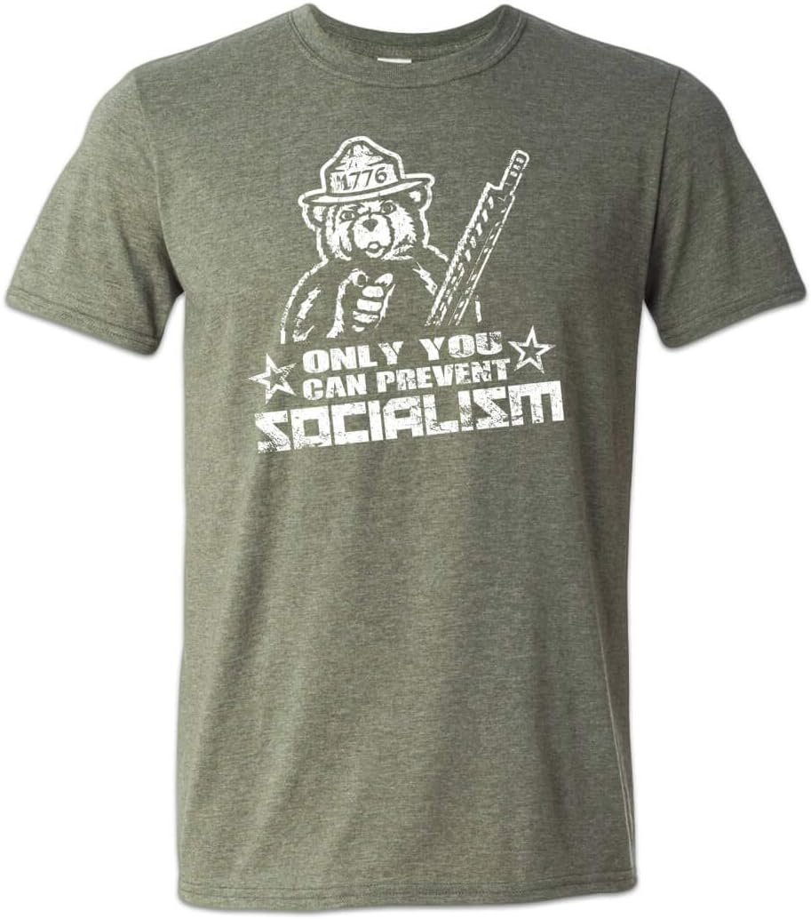 Zepp TeesAnti Socialism T-Shirt Communism Sucks Patriotic Smokey Bear Green XXL