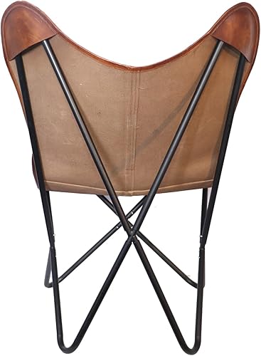 Miniatura 6 de Silla de mariposa con estampado antiguo, piel auténtica, estilo vintage moderno, hecha a mano, reclinable, uso en interiores y exteriores