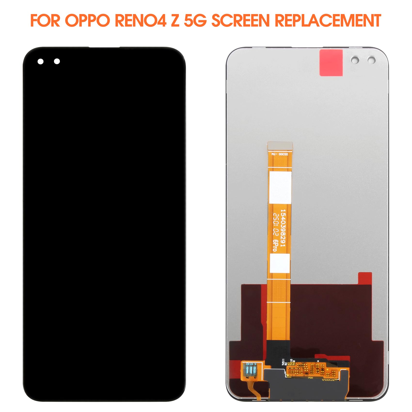 Pantalla LCD para OPPO Reno4 Z 5G Screen Replacement para OPPO Reno 4Z 5G CPH2065 6,57 Pulgadas Display Touch Screen Digitalizador Asamblea con Kit de Reparación, Negro