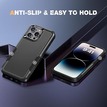Diaclara Designed for iPhone 14 Pro Max Case, [with Privacy Screen Protector] [Anti Spy] [Military Grade Drop Protection] Heavy Duty Full-Body Shockproof Phone Case, Black
