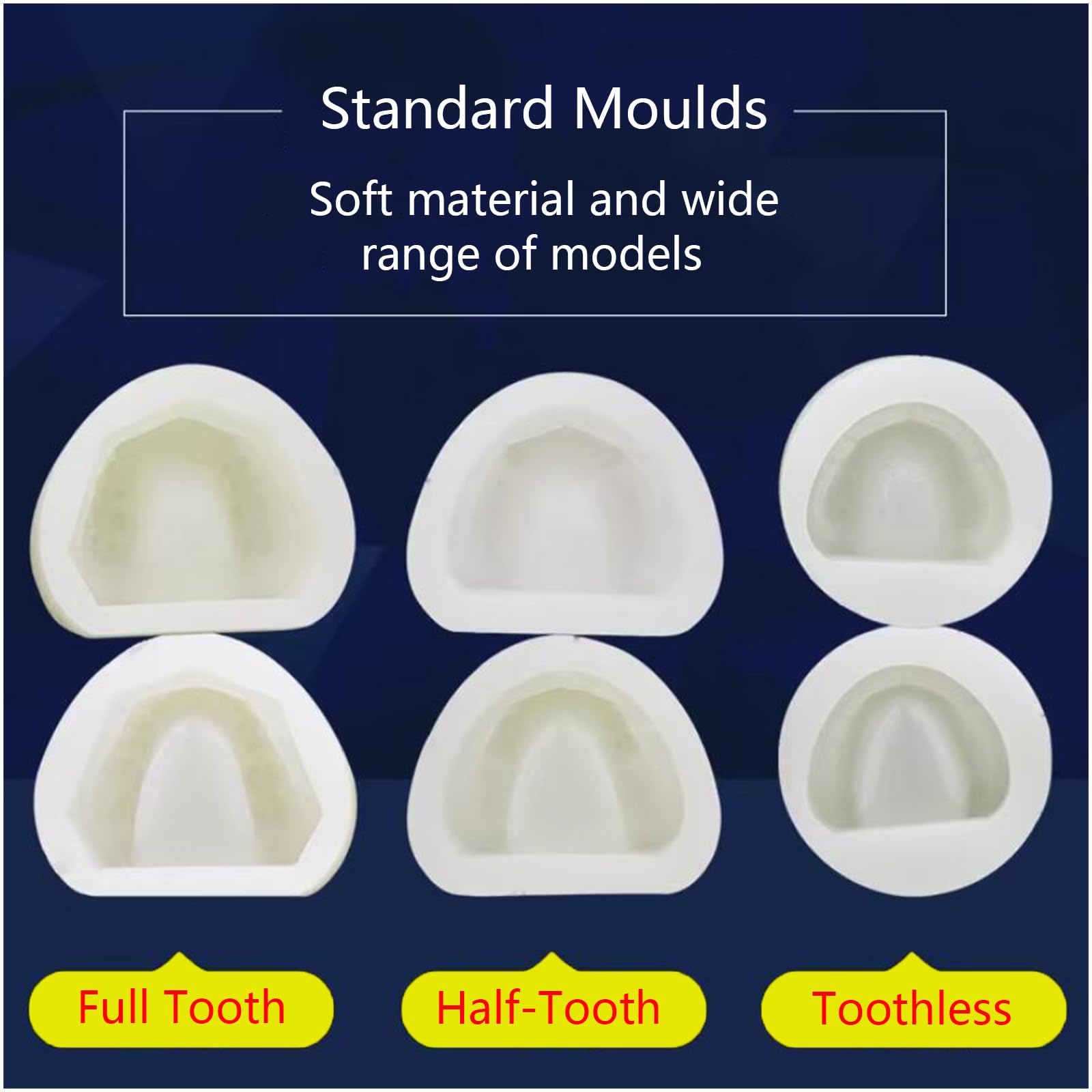 6 stampi dentali in gomma morbida, per bocca completa, standard, dentali, negativi
