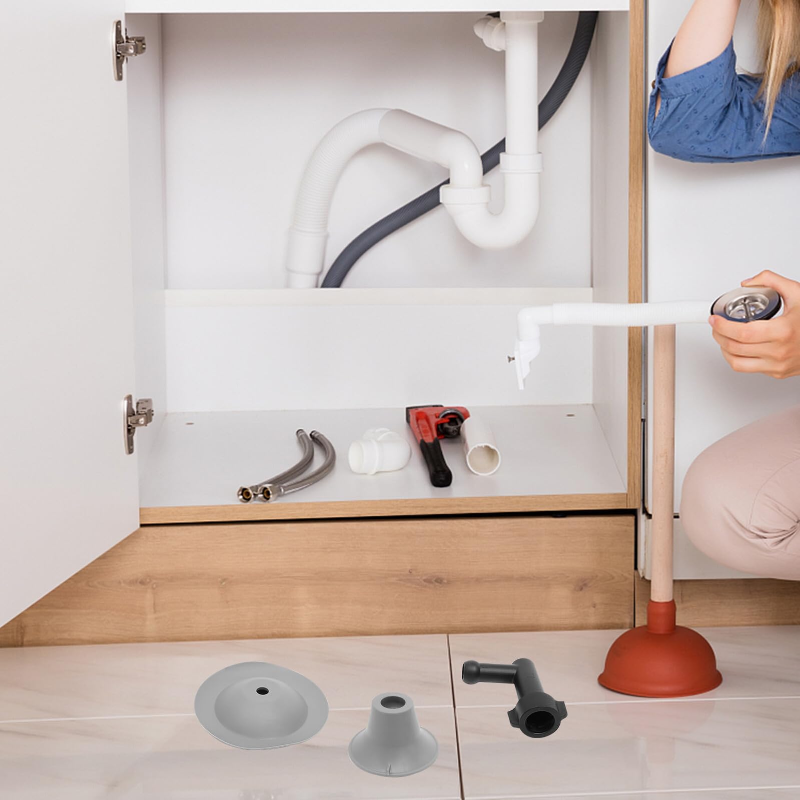 Lurrose Ventouse de Vidange Déboucheur Toilettes Blanc Flexible Piston Puissant pour Canalisations Sanitaires, Usage Domestique, Entretien Rapide