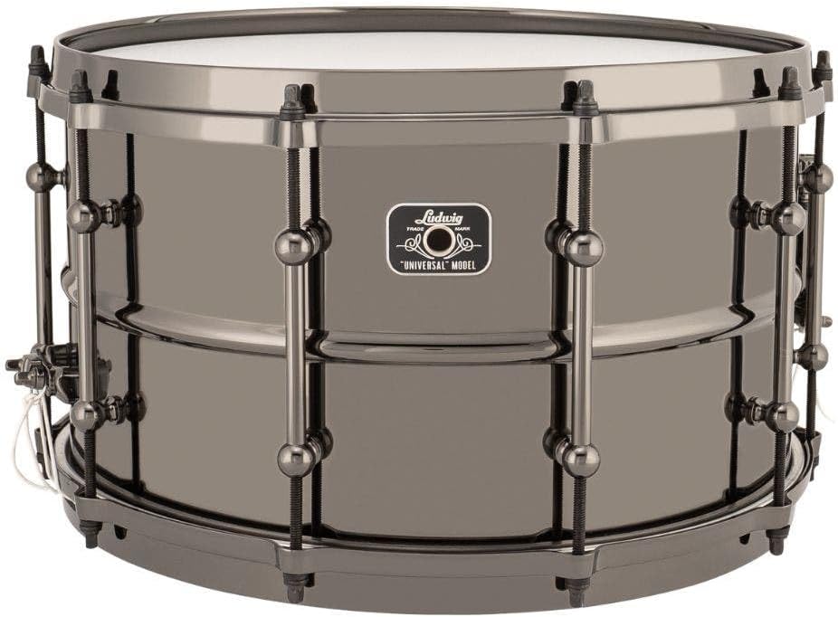 Ludwig Universal Black Brass Snare Drum 8x14" - Polished with Diecast Hoops (LU0814)
