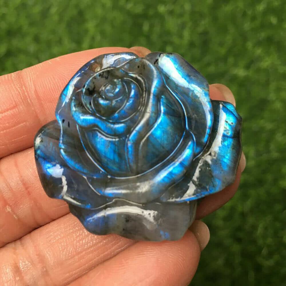 Photo 1 of TEAMWILL Natural Labradorite Rose Carved Quartz Crystal skull Reiki Healing 1PC