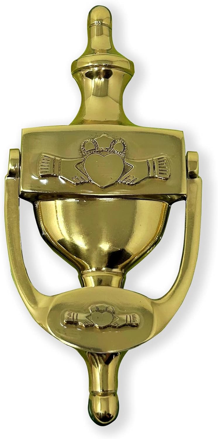Exclusively Irish Claddagh Door Knocker for Front Door Celtic Brass
