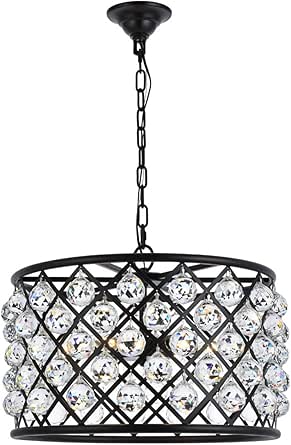 Elegant Lighting 1206 Madison Collection Pendent lamp D:20" H:13" Lt:6 Mocha Brown Finish (Royal Cut Crystals) Matte Black