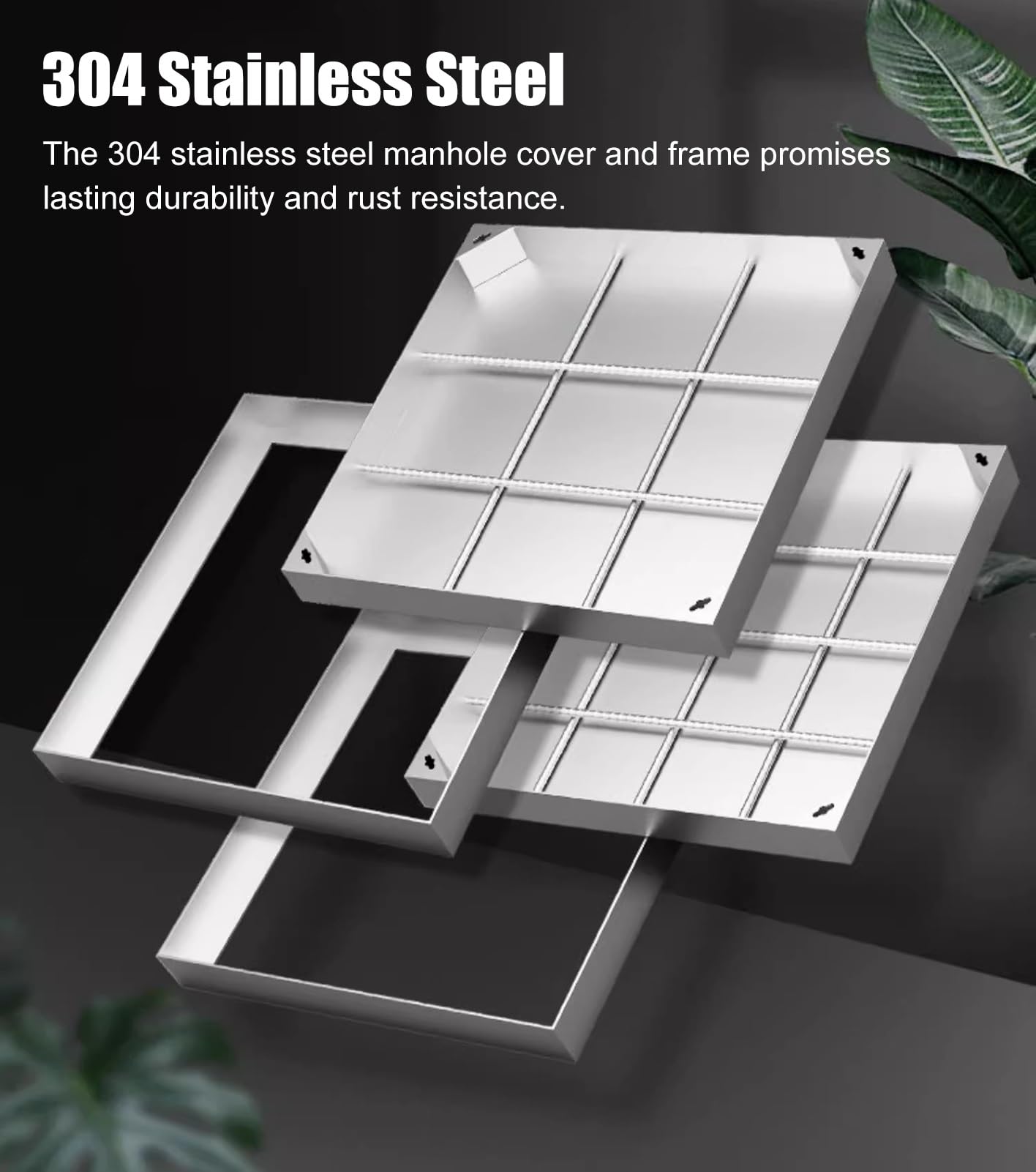 Tapas de tanque séptico con tapa metal for alcantarillado(40x80x5cm (15.7x31.5x2in))