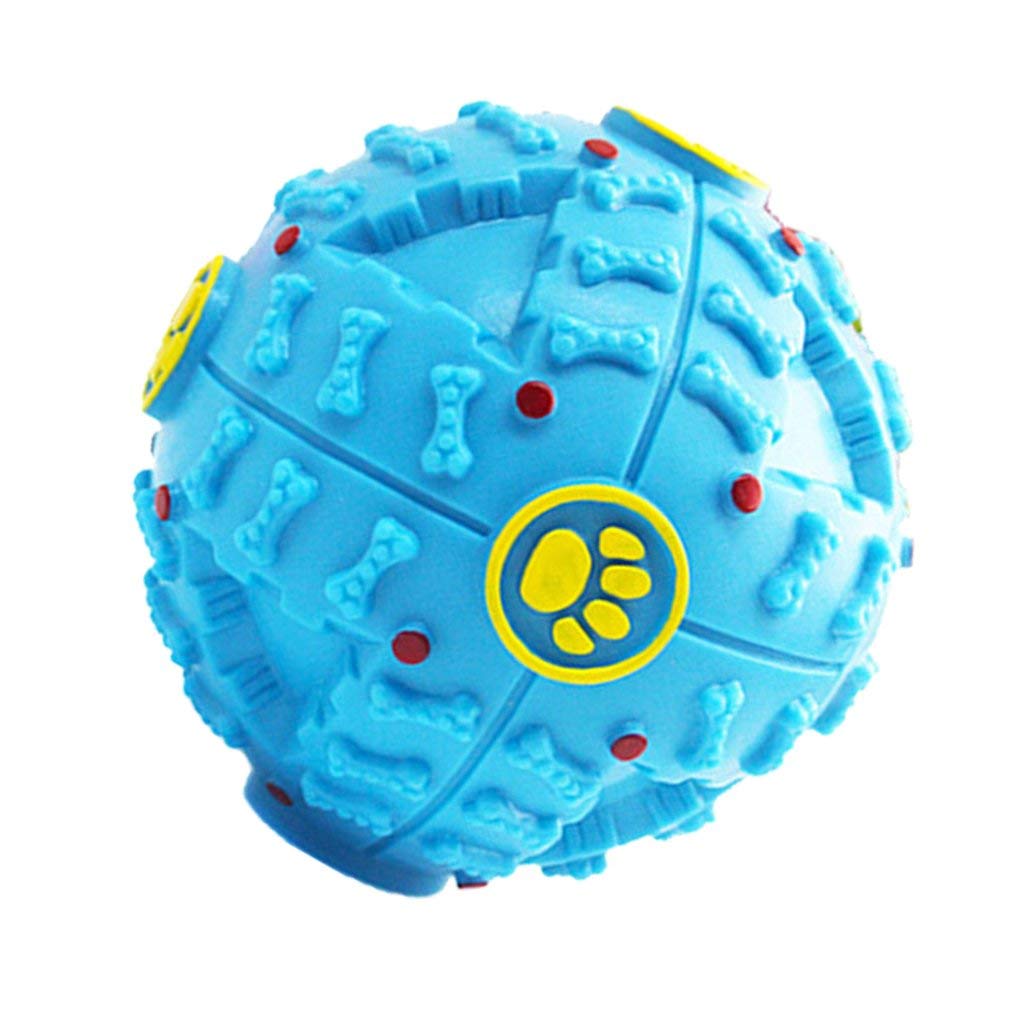 RvPaws Pet Dog Interactive Squeaky Ball Feeding Food Ball Toy Puzzle Toy Blue - M
