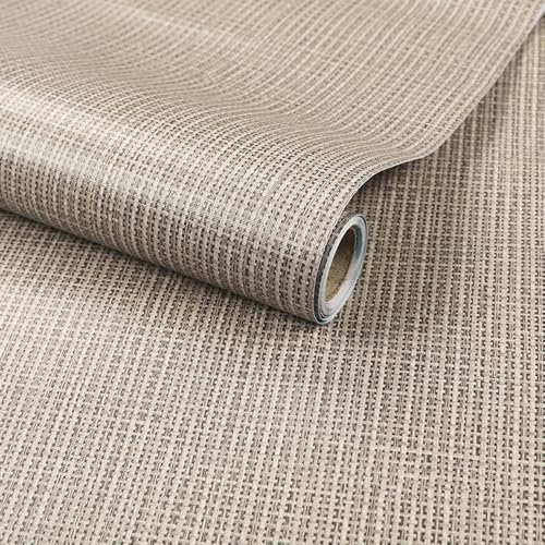 ANBILILA Papel Pintado Autoadhesivo Textura de Hierba Tejida Marrón 40x500cm,Vinilo Decorativo Pared,Papel de Contacto Impermeable,Renovación Muebles,Salón,Dormitorio,Cocina,Baño