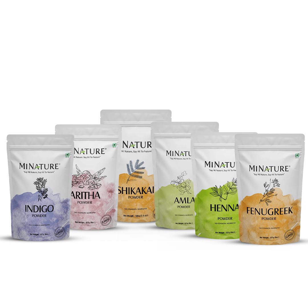 minature Pack of 6 Organic Henna, Fenugreek, Shikakai, Amla, Aritha, & Indigo Powder| Pure natural and chemical free | Hair Mask For Hair Growth, Conditioning, Shining, & color | Unisex | (227g *6)-picture-33