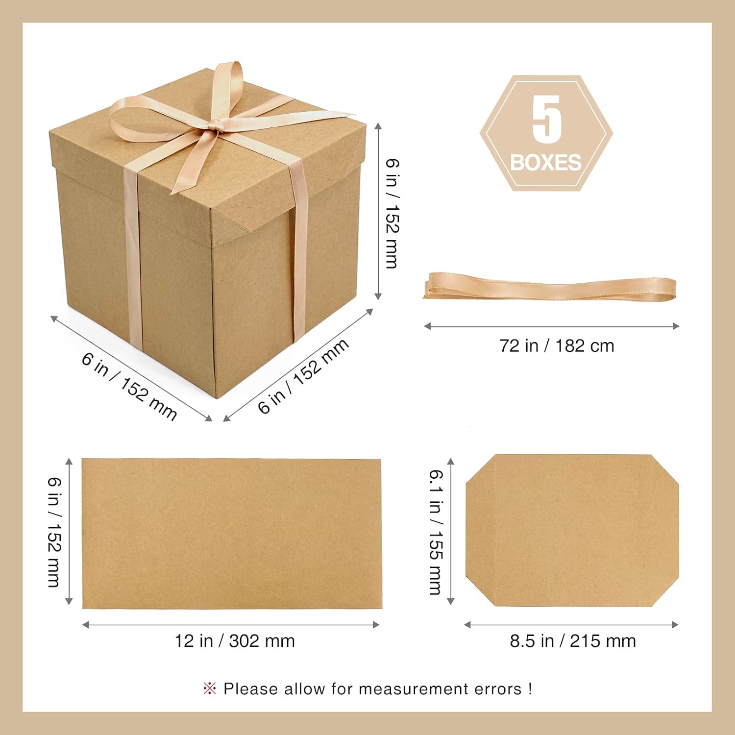Caja De Regalo GP SUP 4 Pulgadas Con Tapa - Rosa Y Rojo Para Envolver Detalles