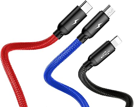 Baseus 3 in 1, Charging & Data Transfer for Lightning, Charging Cable for Micro USB & USB-C, 0.3 Meters, Black