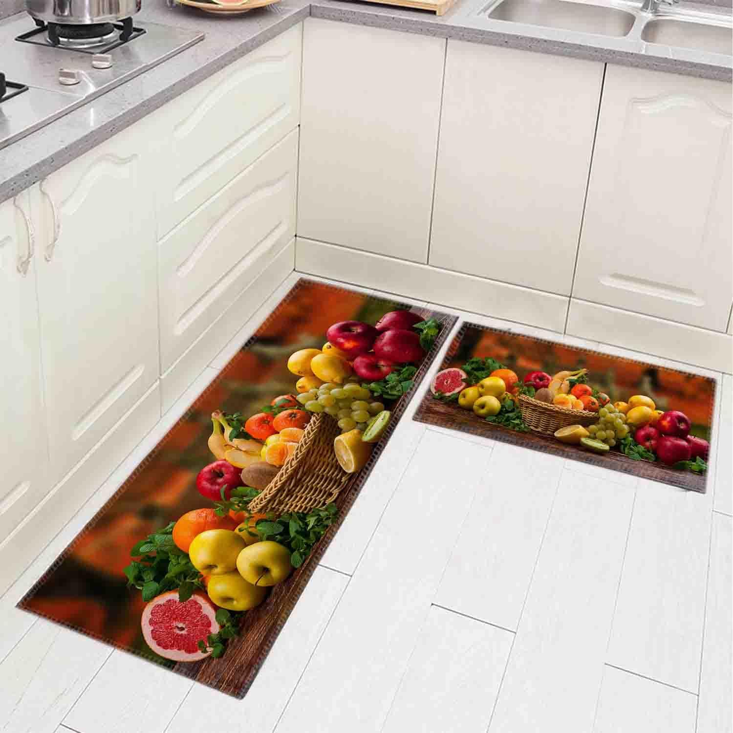 SDIZDIPK Kitchen Rugs and Mats Non Skid Washable, Basket of