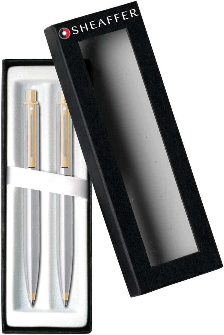 Sheaffer Sentinel Ballpoint Mechanical Pencil Set Chrome - Gold Trim