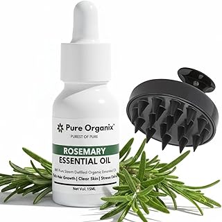 Pure Organix Stronger Rosemary Essential Oil for Hair Growth + Scalp Massager for Hair Fall Control | Hexane Free, 100% Pu Price In India