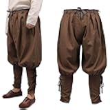Medieval Pants Pirate Retro Ankle Banded Wraps Men Linen Navigator Pants Bottoms with Pockets Costume